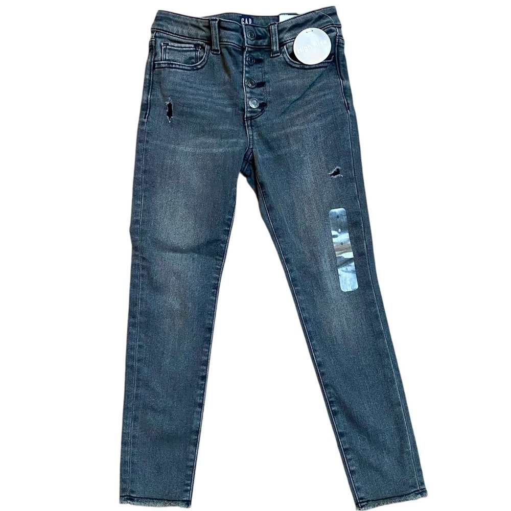 GAP Girls Size 8 Gray Wash High Rise Skinny Jeggings Stretch Jeans NWT